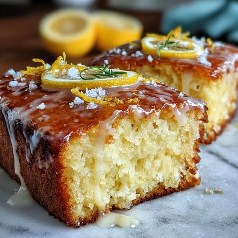 Moist lemon drizzle cake with tangy glaze and edible flowers, a perfect Mothers Day dessert for spring celebrations.