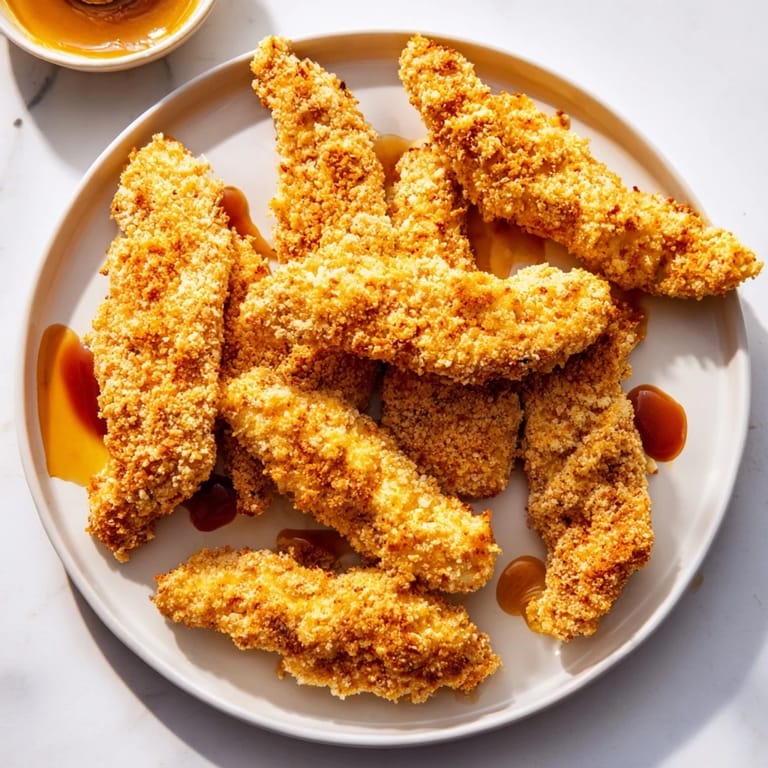 Deliciously breaded Chicken Tenders, a classic American recipe with a satisfying crunch and tender inside.