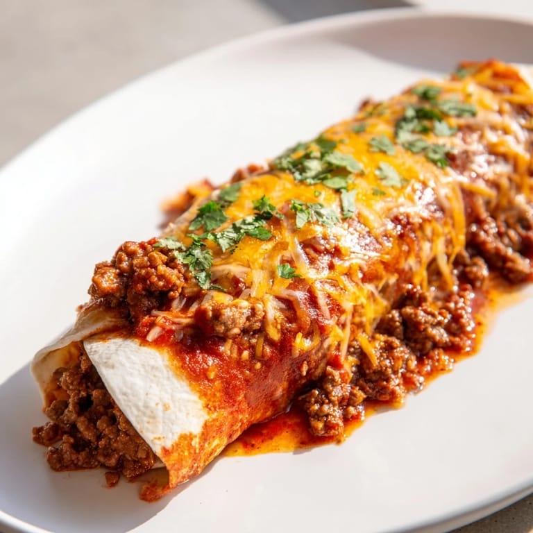 Warm flour tortillas wrapped around seasoned beef, smothered in savory enchilada sauce on these Beef Enchiladas.