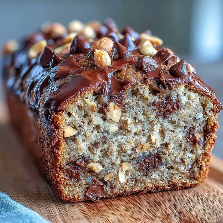 Warm slices of Chocolate Chip Peanut Butter Oatmeal Banana Bread served on a rustic plate, perfect for a cozy breakfast or snack.