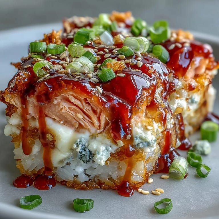 Easy homemade Spicy Salmon Sushi Bake with spicy salmon mixture layered over seasoned rice and nori.