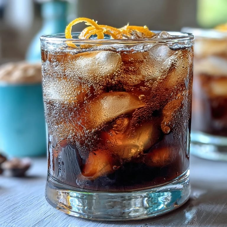 Vibrant Cold Brew Coffee Tonic with Orange Zest, chilled, with a bright citrus aroma.