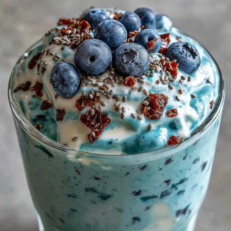 Sip this probiotic kefir smoothie loaded with blueberries and flaxseed goodness.