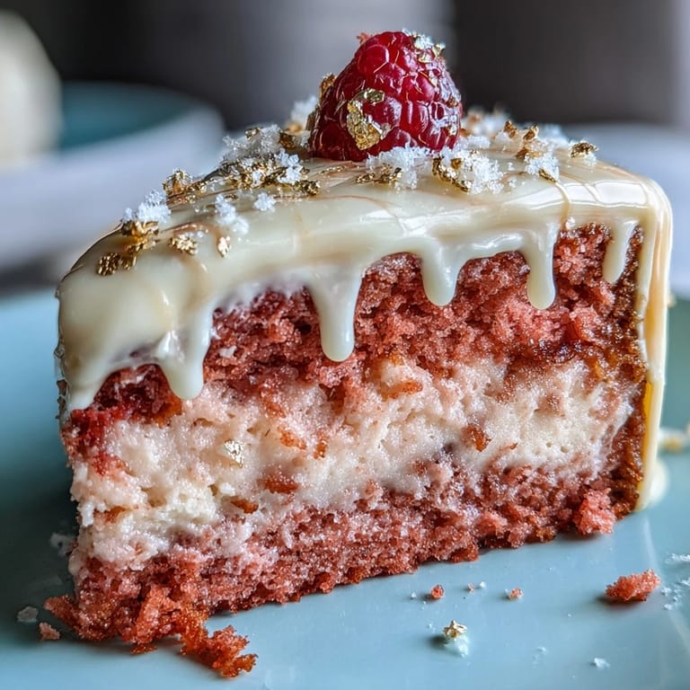 A dreamy Bridal Shower Rosé Velvet Cake, beautifully drizzled with gold.