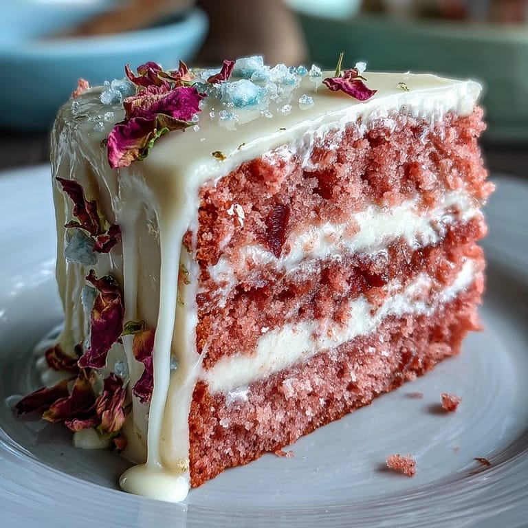 Beautiful Bridal Shower Rosé Velvet Cake, a festive dessert with edible gold details.
