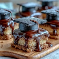 Celebrate graduation with fondant-topped sugar cookies, featuring a black mortarboard hat and yellow tassel on each cookie.