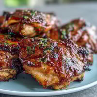 Juicy honey garlic grilled chicken thighs with a golden, sticky glaze, perfect for summer cookouts and backyard dinners.