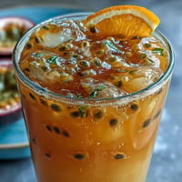 Tropical Sunrise Mocktail image: vibrant layered drink perfect with orange garnish.