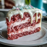 Bridesmaid's Rosé Velvet Cake with shining gold drip and delicate pink frosting.